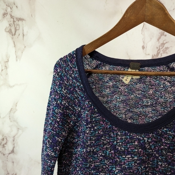 Free People Sweater Womens Large Purple Marled Boho Scoop Neck We The Free Blue - Picture 2 of 8